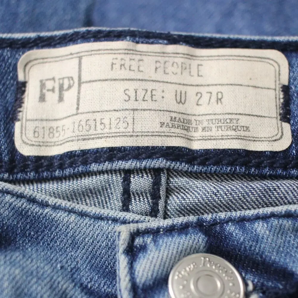 Free People High Rise Busted Skinny Jean Size 27R NWT Turquoise